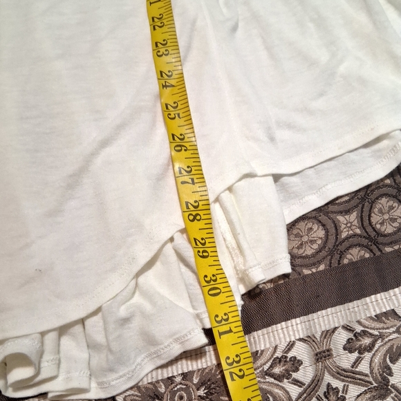 Free People Layered Shirt Linen Blend Neutral Short Sleeve Babydoll Ivory SzS - Picture 9 of 14